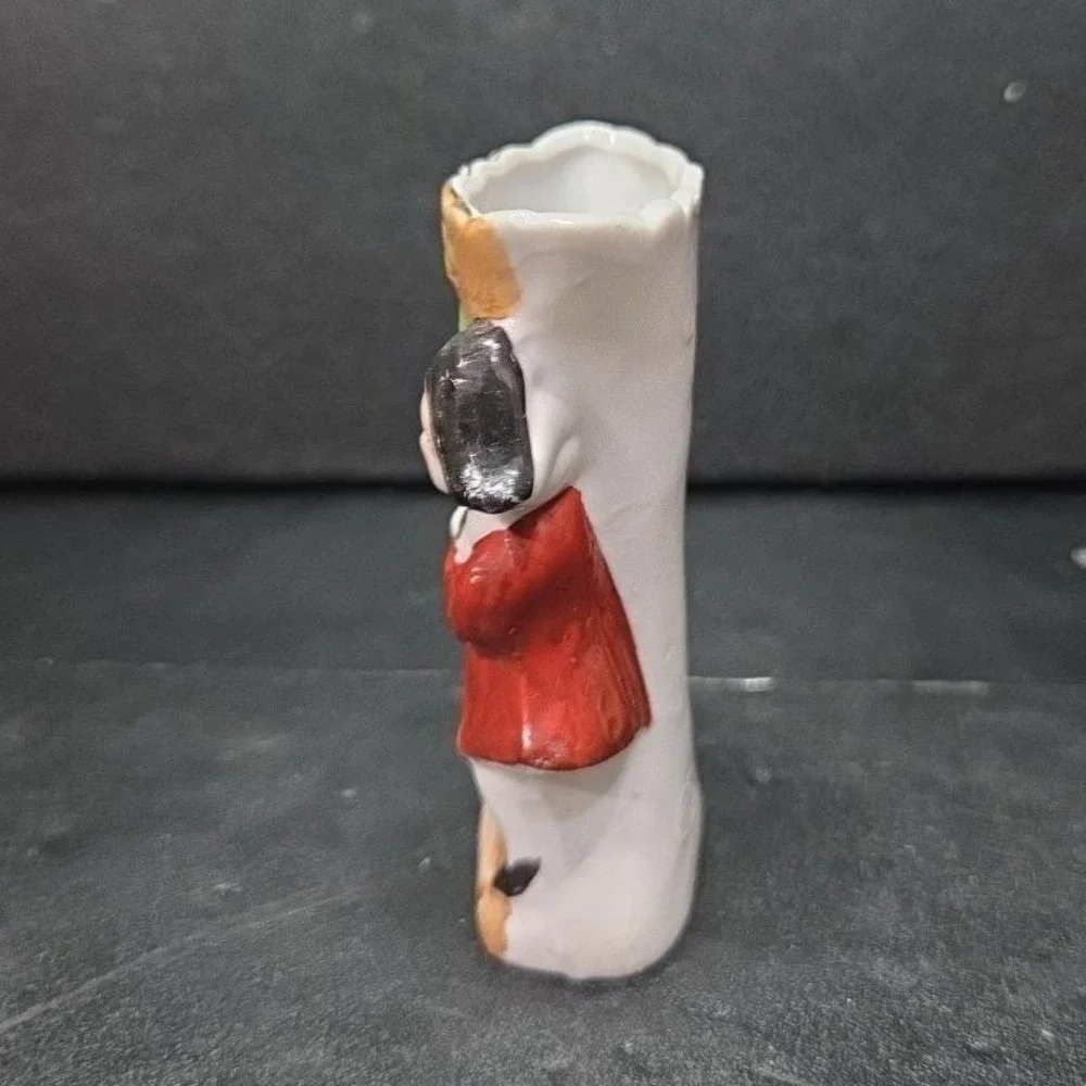 Japanese Antique Man‎ Sculpted Bud Vase, Vintage Flower Holder, Mantel Decor